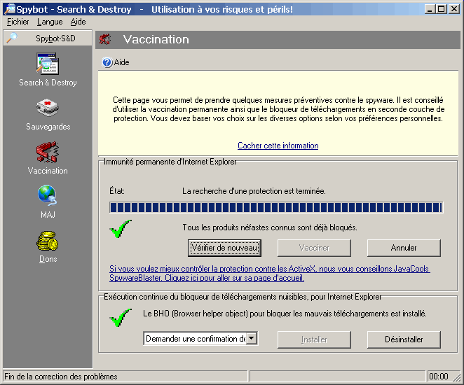 En mode Easy: Spybot vaccination